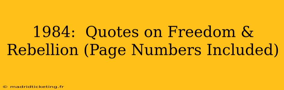 1984:  Quotes on Freedom & Rebellion (Page Numbers Included)