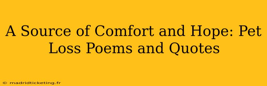 A Source of Comfort and Hope: Pet Loss Poems and Quotes