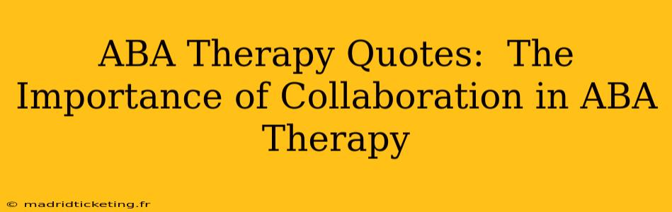 ABA Therapy Quotes:  The Importance of Collaboration in ABA Therapy