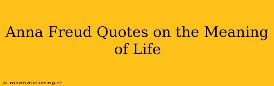 Anna Freud Quotes on the Meaning of Life