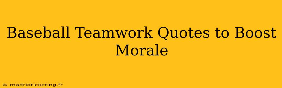 Baseball Teamwork Quotes to Boost Morale