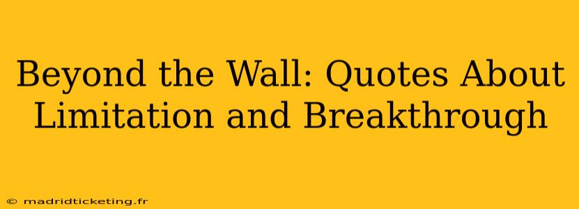 Beyond the Wall: Quotes About Limitation and Breakthrough