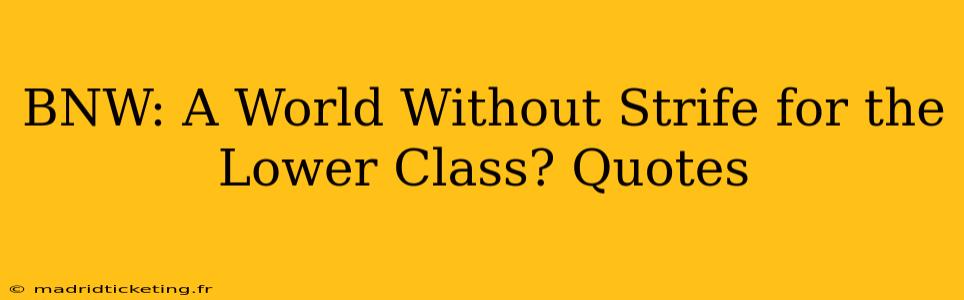 BNW: A World Without Strife for the Lower Class? Quotes