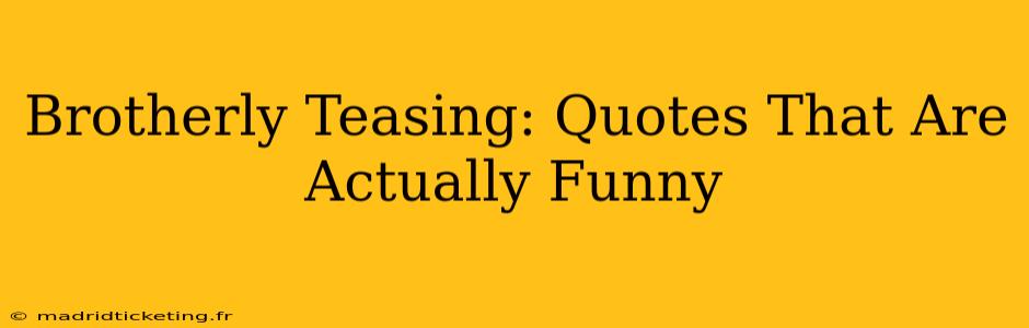 Brotherly Teasing: Quotes That Are Actually Funny