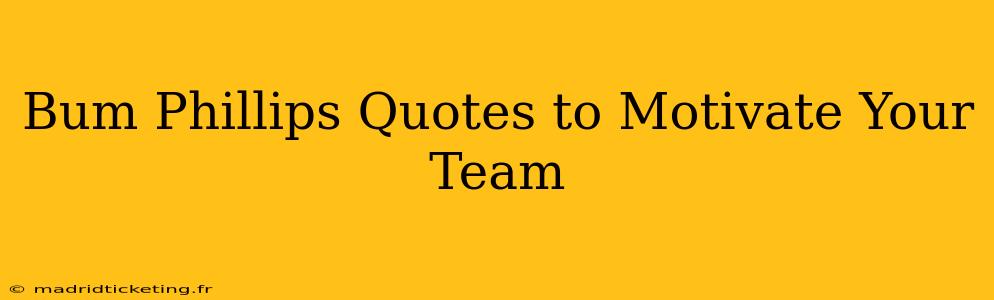 Bum Phillips Quotes to Motivate Your Team