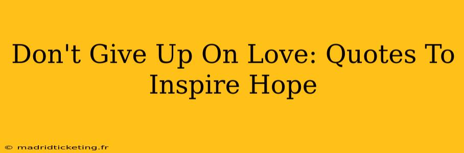 Don't Give Up On Love: Quotes To Inspire Hope