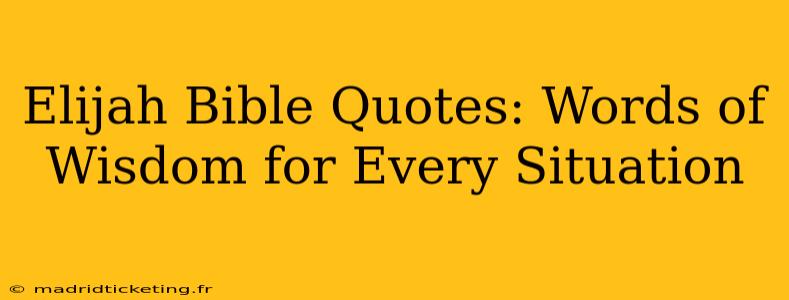 Elijah Bible Quotes: Words of Wisdom for Every Situation