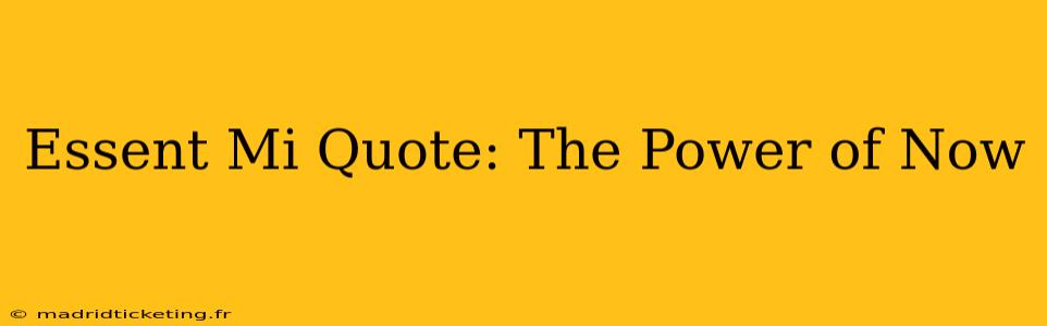Essent Mi Quote: The Power of Now