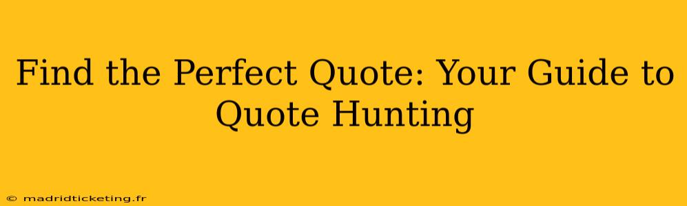 Find the Perfect Quote: Your Guide to Quote Hunting