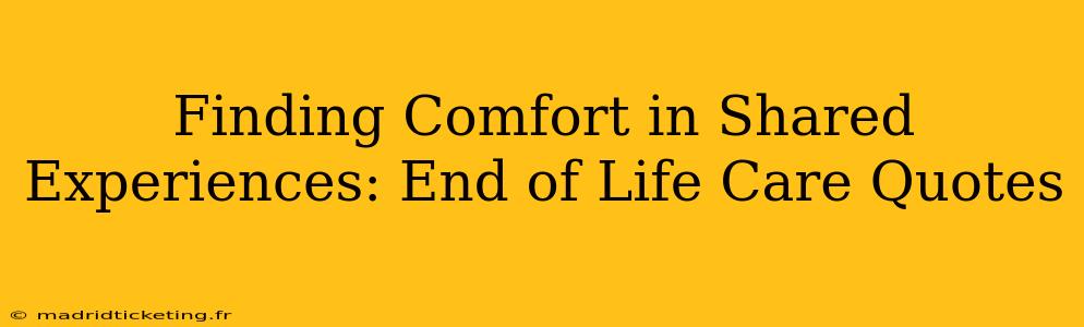 Finding Comfort in Shared Experiences: End of Life Care Quotes