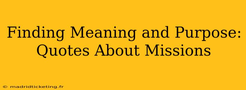 Finding Meaning and Purpose:  Quotes About Missions
