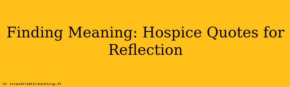 Finding Meaning: Hospice Quotes for Reflection