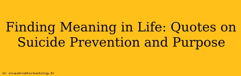 Finding Meaning in Life: Quotes on Suicide Prevention and Purpose