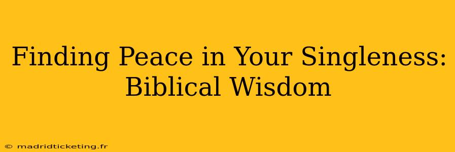 Finding Peace in Your Singleness: Biblical Wisdom