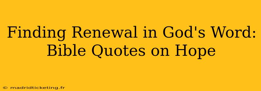 Finding Renewal in God's Word: Bible Quotes on Hope