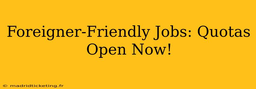 Foreigner-Friendly Jobs: Quotas Open Now!