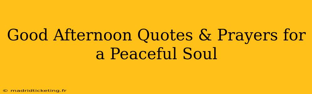 Good Afternoon Quotes & Prayers for a Peaceful Soul