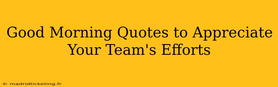 Good Morning Quotes to Appreciate Your Team's Efforts
