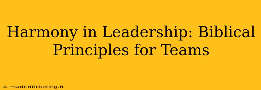 Harmony in Leadership: Biblical Principles for Teams
