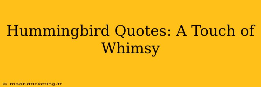 Hummingbird Quotes: A Touch of Whimsy