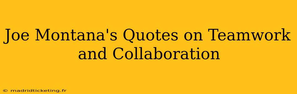 Joe Montana's Quotes on Teamwork and Collaboration
