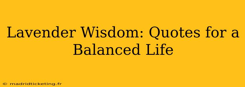 Lavender Wisdom: Quotes for a Balanced Life