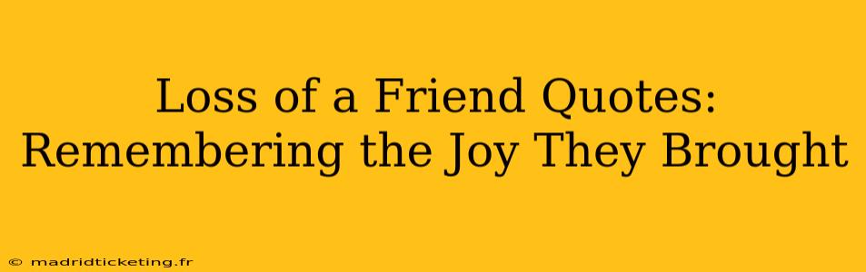 Loss of a Friend Quotes: Remembering the Joy They Brought