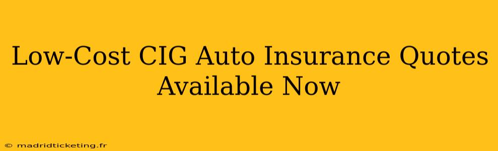 Low-Cost CIG Auto Insurance Quotes Available Now