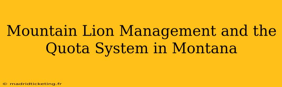 Mountain Lion Management and the Quota System in Montana