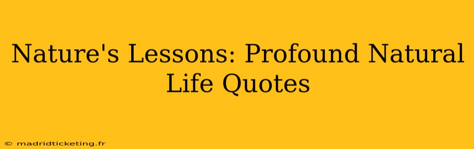 Nature's Lessons: Profound Natural Life Quotes