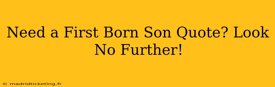 Need a First Born Son Quote? Look No Further!