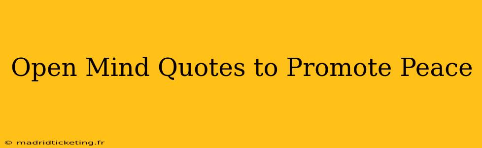 Open Mind Quotes to Promote Peace