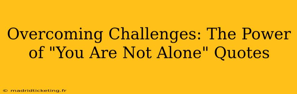 Overcoming Challenges: The Power of "You Are Not Alone" Quotes