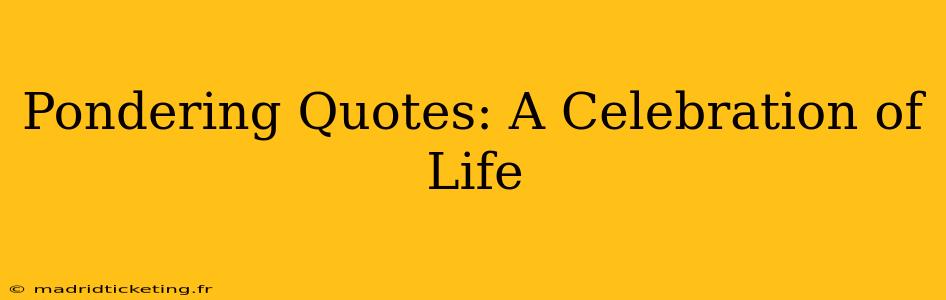 Pondering Quotes: A Celebration of Life