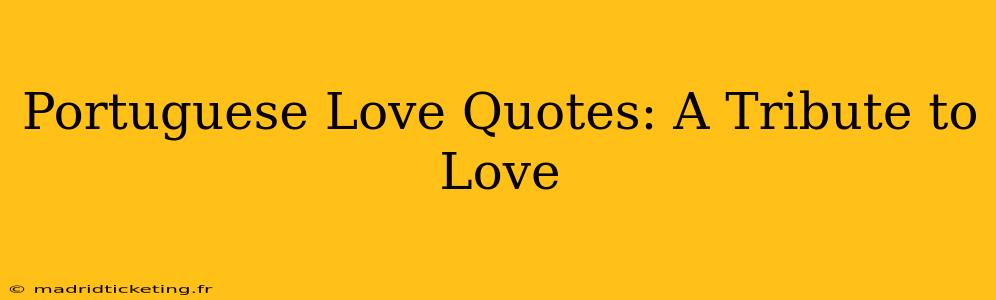 Portuguese Love Quotes: A Tribute to Love