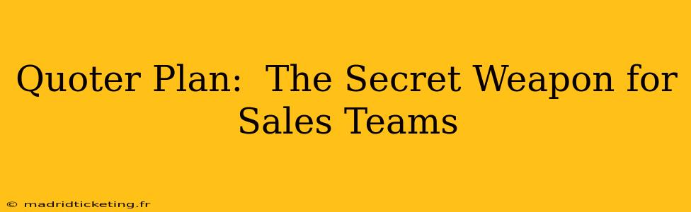 Quoter Plan:  The Secret Weapon for Sales Teams