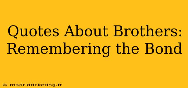 Quotes About Brothers: Remembering the Bond