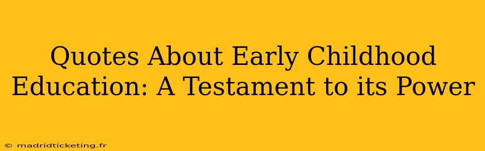 Quotes About Early Childhood Education: A Testament to its Power