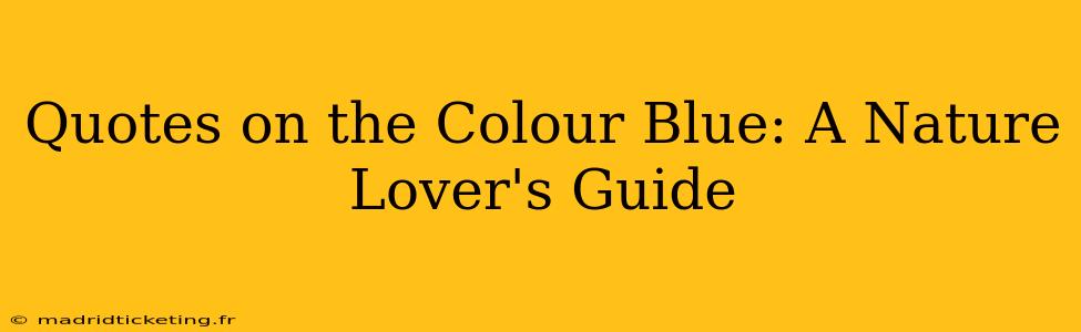Quotes on the Colour Blue: A Nature Lover's Guide
