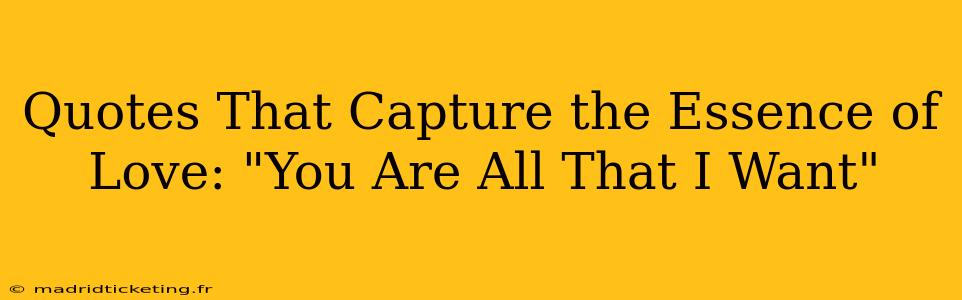 Quotes That Capture the Essence of Love: "You Are All That I Want"
