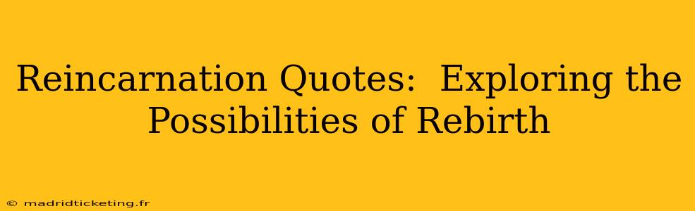 Reincarnation Quotes:  Exploring the Possibilities of Rebirth
