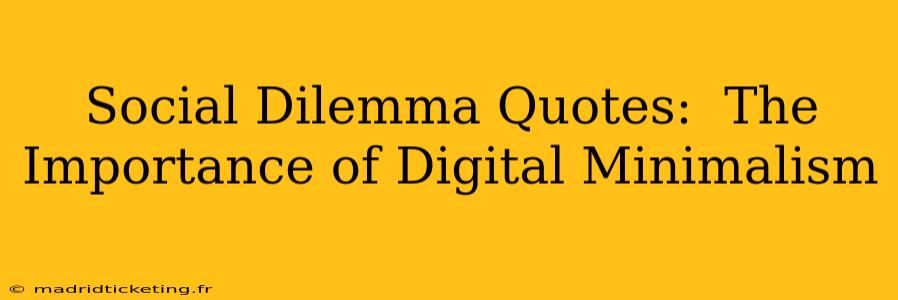 Social Dilemma Quotes:  The Importance of Digital Minimalism