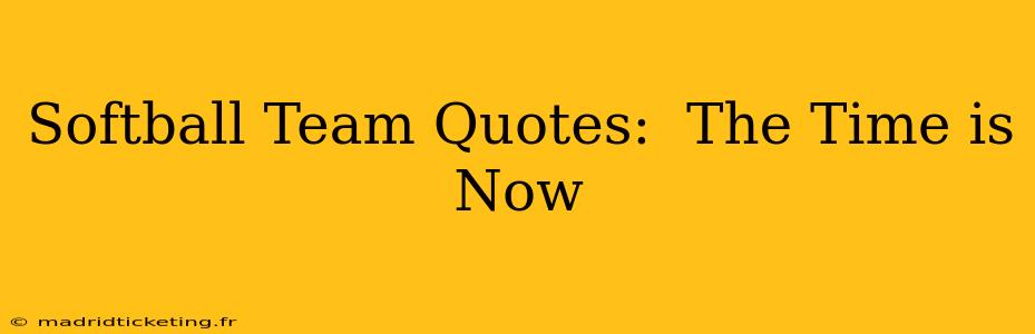 Softball Team Quotes:  The Time is Now