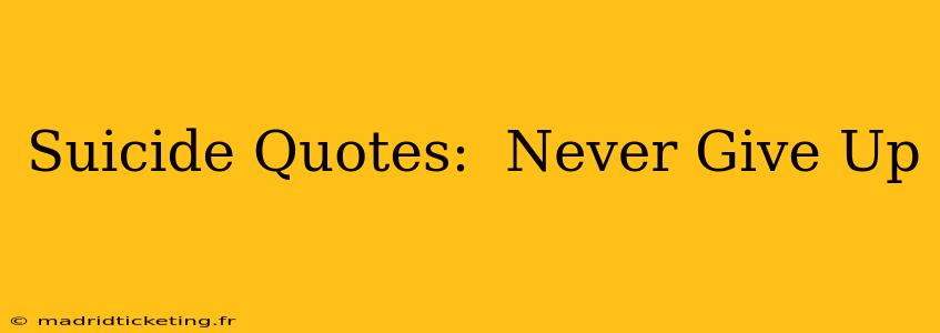 Suicide Quotes:  Never Give Up