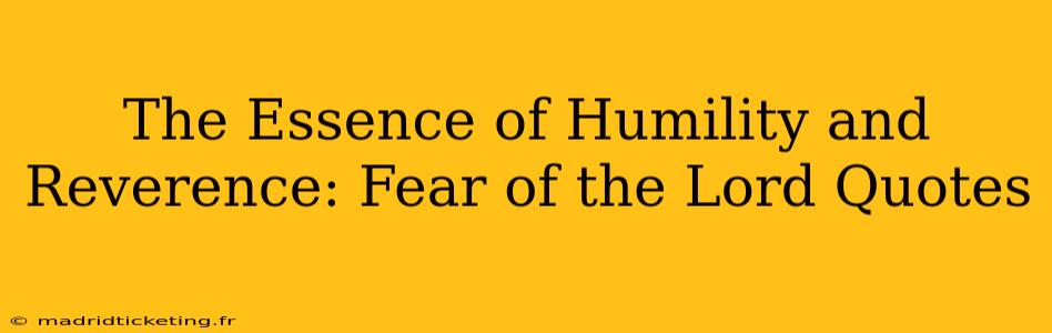 The Essence of Humility and Reverence: Fear of the Lord Quotes
