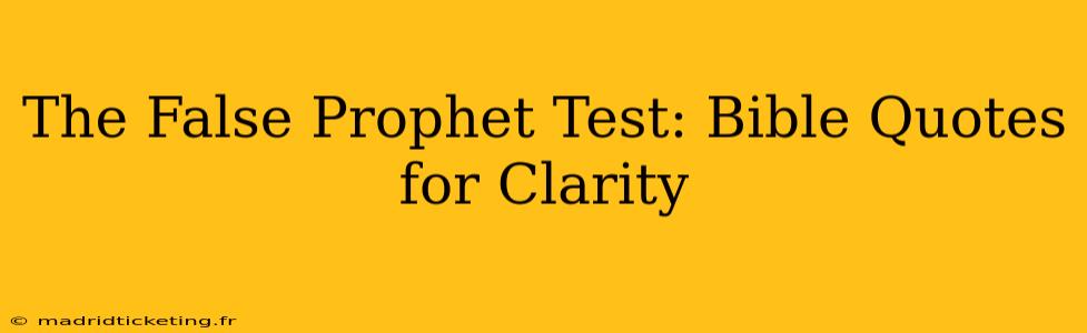 The False Prophet Test: Bible Quotes for Clarity