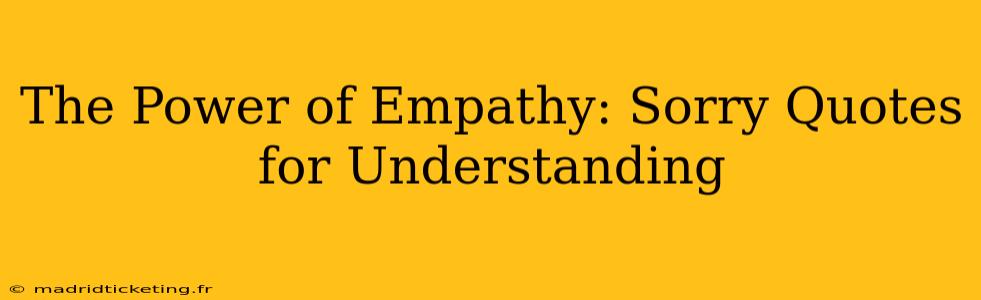 The Power of Empathy: Sorry Quotes for Understanding
