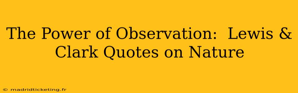 The Power of Observation:  Lewis & Clark Quotes on Nature