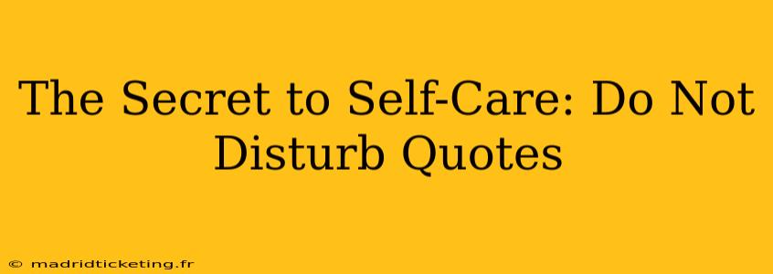 The Secret to Self-Care: Do Not Disturb Quotes