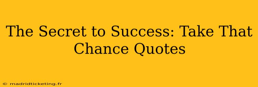 The Secret to Success: Take That Chance Quotes